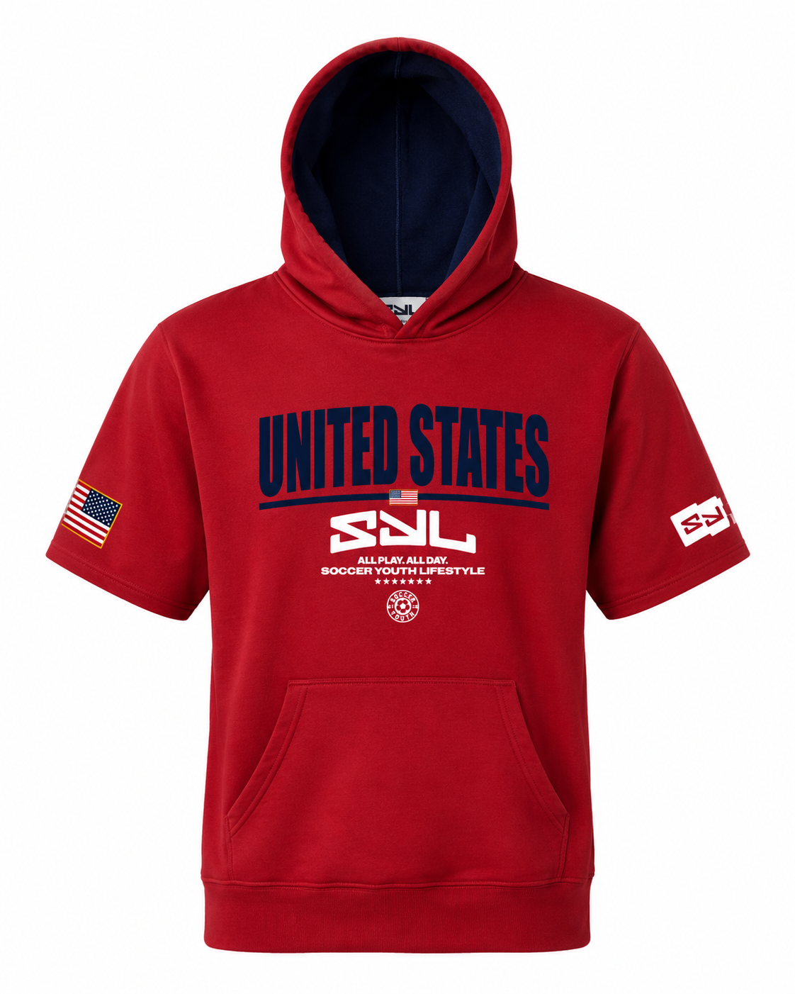 SYL USA Red Youth Short Sleeve Hoodie
