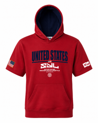 SYL USA Red Adult Short Sleeve Hoodie